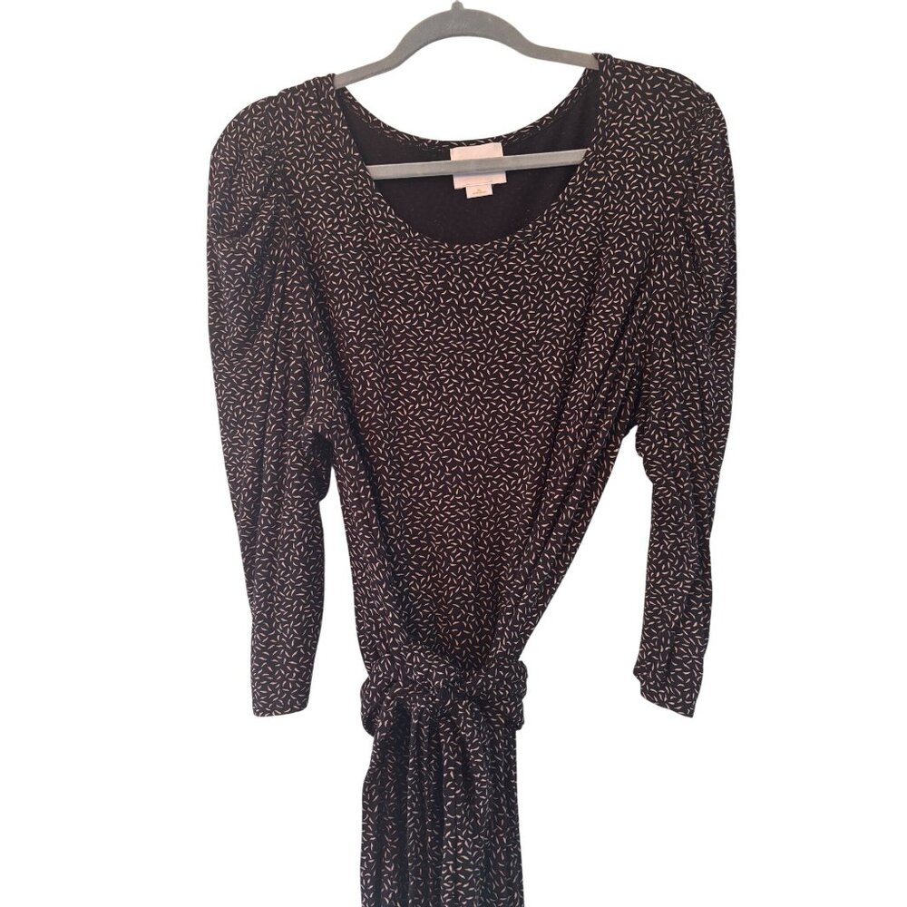 Maeve Black & White Dress With Long Sleeves And Tie Waist  Stretchy Size XL